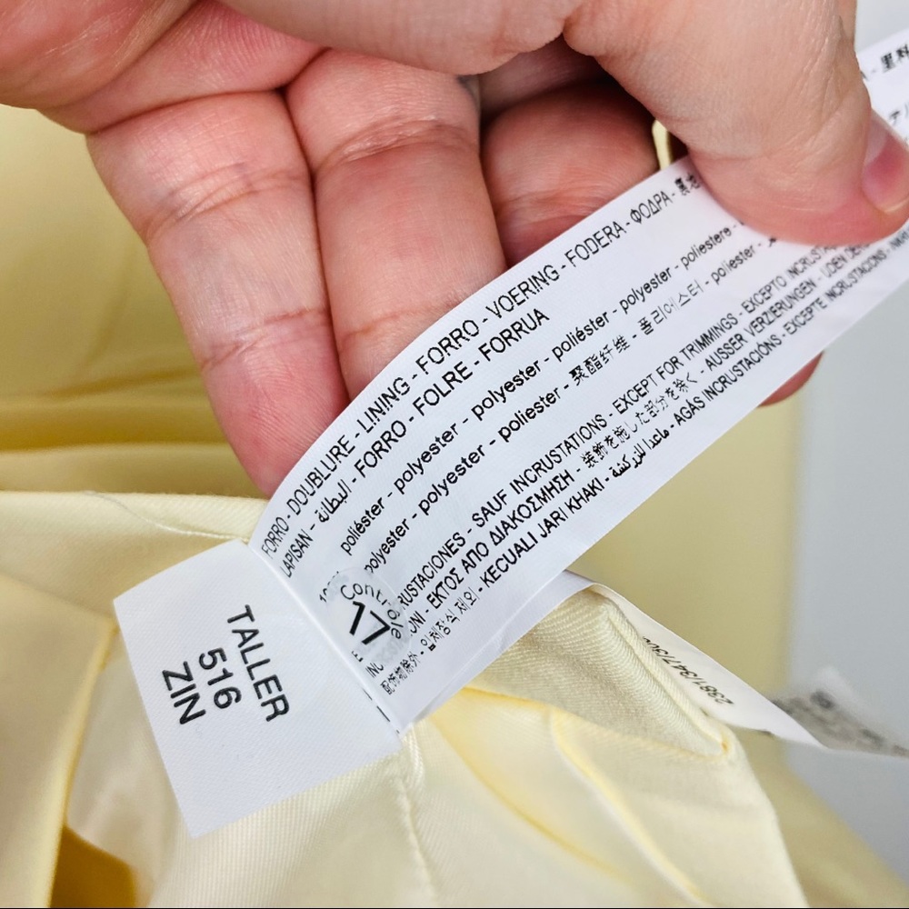 ZARA Blogger Fav Long Sleeve Structured Mini Blazer Dress Pastel Yellow Cream - Picture 13 of 16